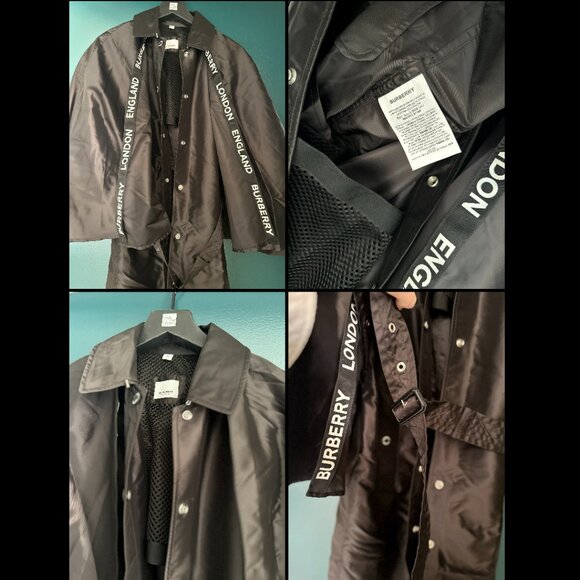 $2550 BURBERRY Cape Detail Logo Trim Belted Econyl Runway Coat - Picture 9 of 12